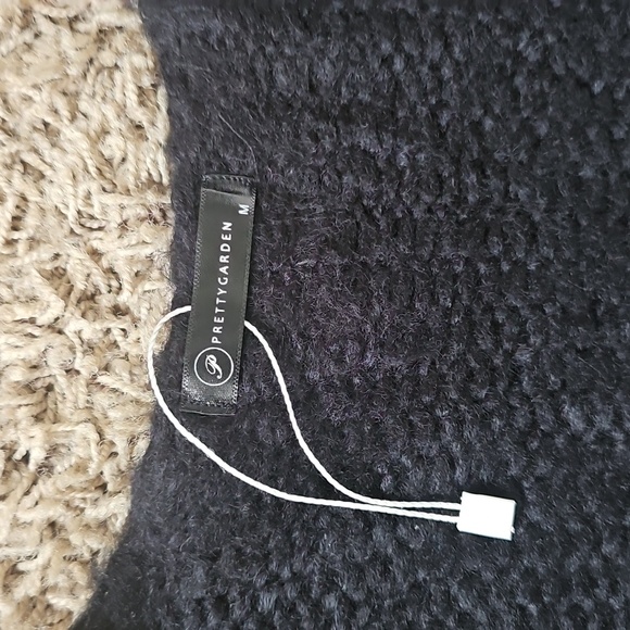 NEW Pretty Garden Open Cardigan Knit "Rock & Love" Black Medium Sweater - Picture 5 of 6